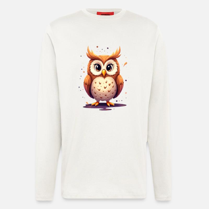 Niedliche Eule mit großen Augen - Langarmshirt - made by SPREAD  - OFF WHITE