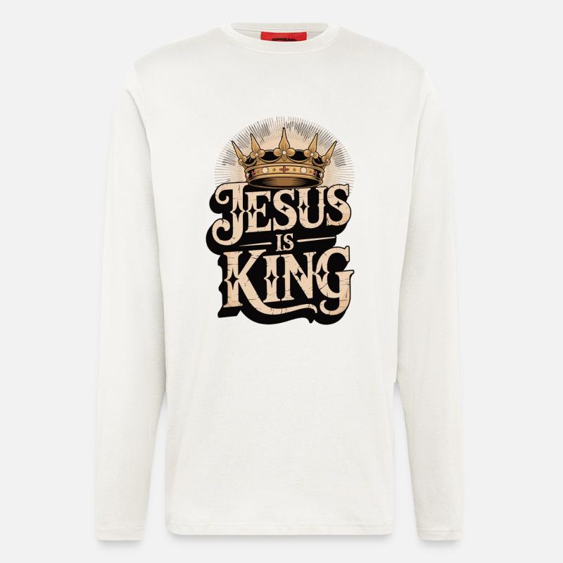 Jesus as King with Crown Design - Longsleeve - made by SPREAD  - OFF WHITE