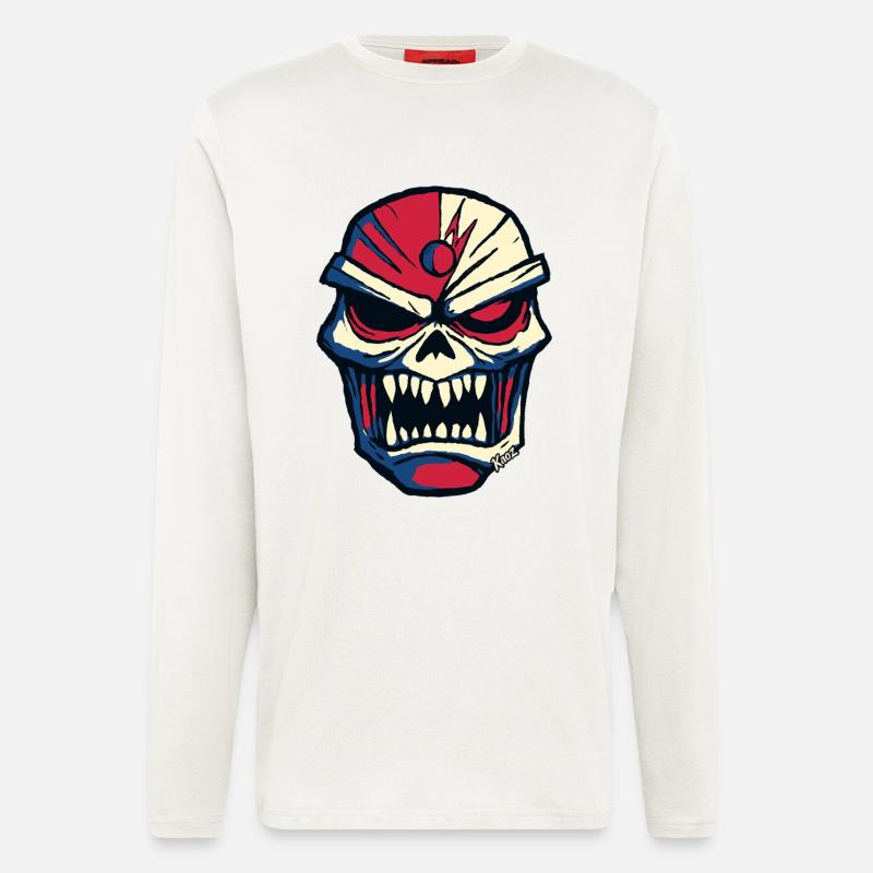 Düsterer Totenkopf im Comic Stil - Langarmshirt - made by SPREAD  - OFF WHITE