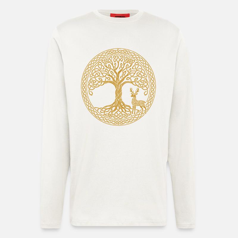 Baum Des Lebens Hirsch Symbol Achtsamkeit - Langarmshirt - made by SPREAD  - OFF WHITE