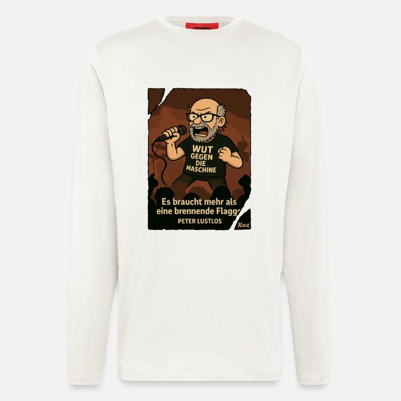 Protestierender Peter Lustlos mit Mikrofon - Langarmshirt - made by SPREAD  - OFF WHITE