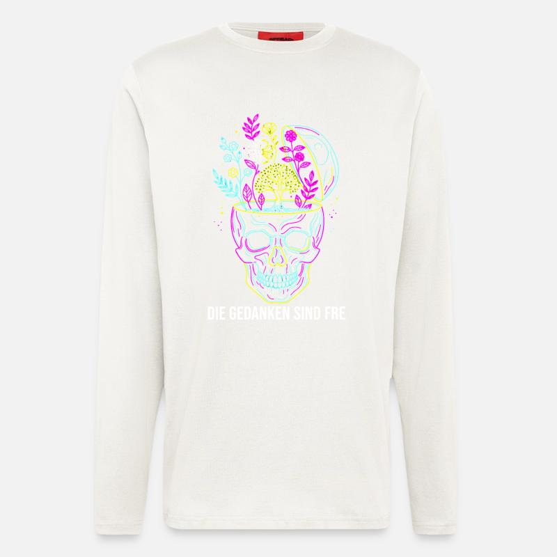 Die Gedanken sind frei - Neon Schädel - Langarmshirt - made by SPREAD  - OFF WHITE