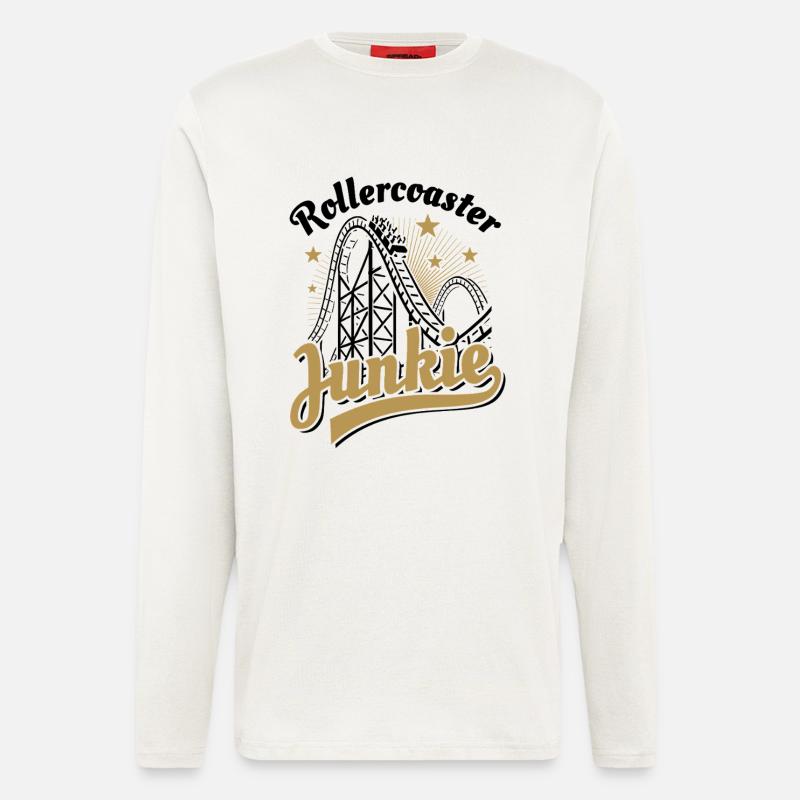 Rollercoaster Junkie - Roller Coaster - Boucle - Manches longues bio décontracté fabriqué en UE - OFF WHITE