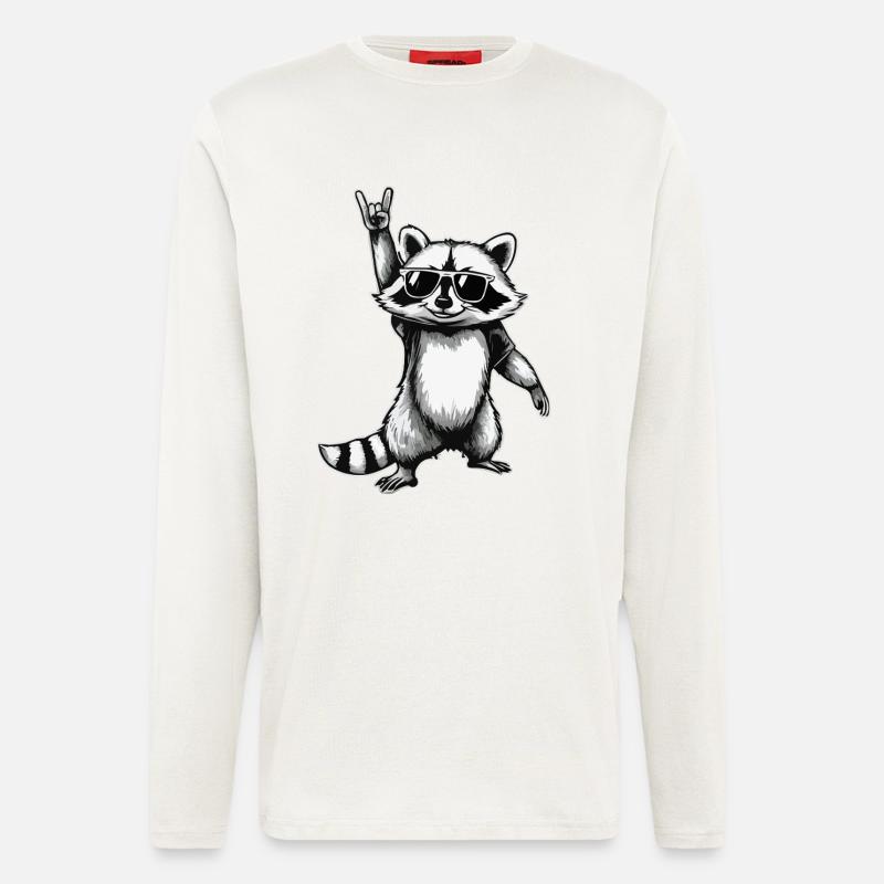 Waschbär rockt - Langarmshirt - made by SPREAD - OFF WHITE