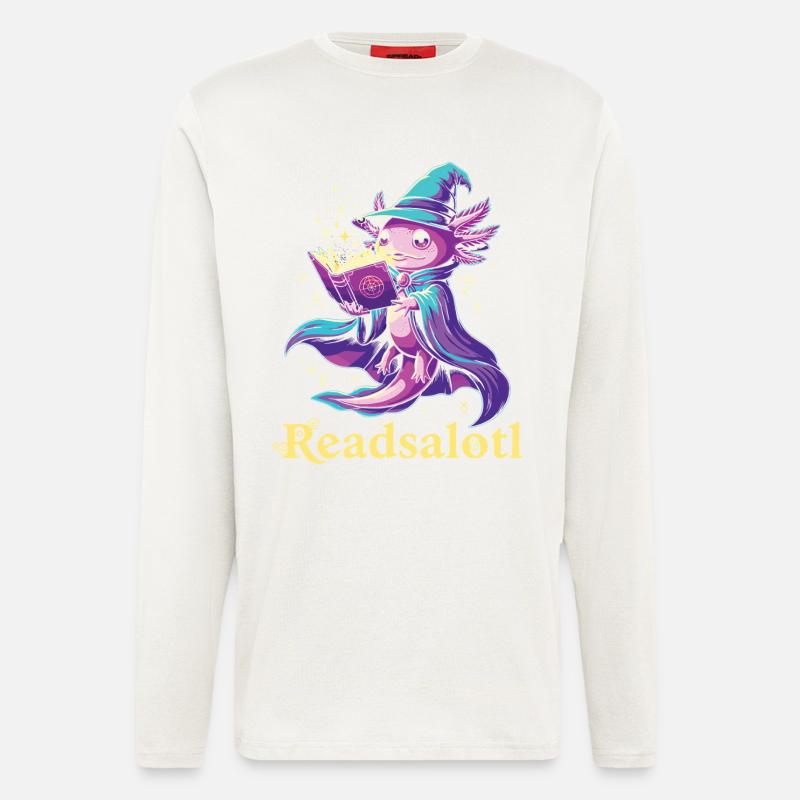 Readsalotl Axolotl Reading Mage Axolotl - Longsleeve - made by SPREAD  - OFF WHITE