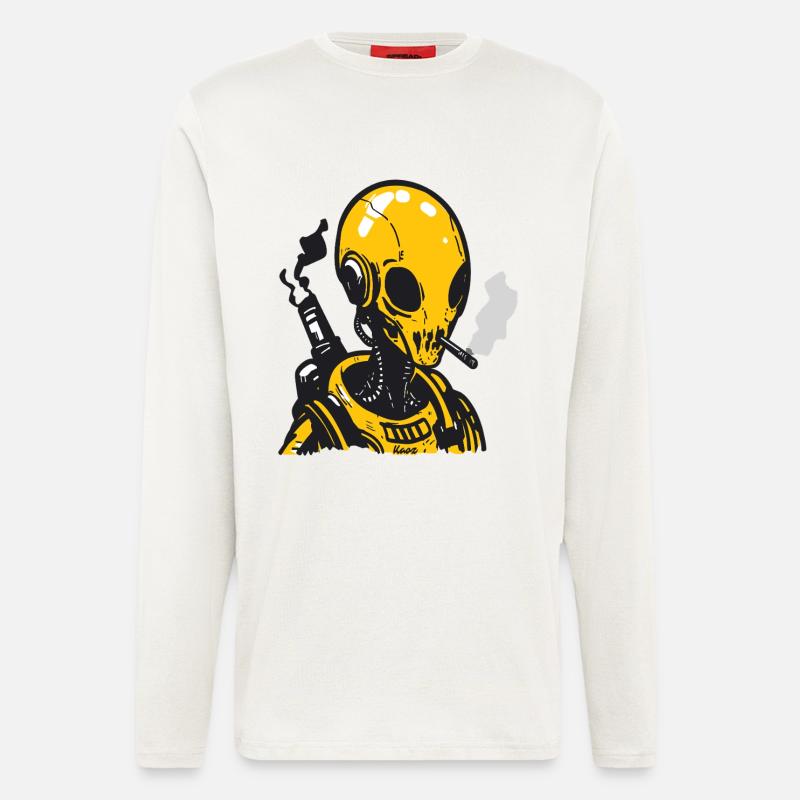 Futuristisches Schädel Astronaut Design - Langarmshirt - made by SPREAD  - OFF WHITE