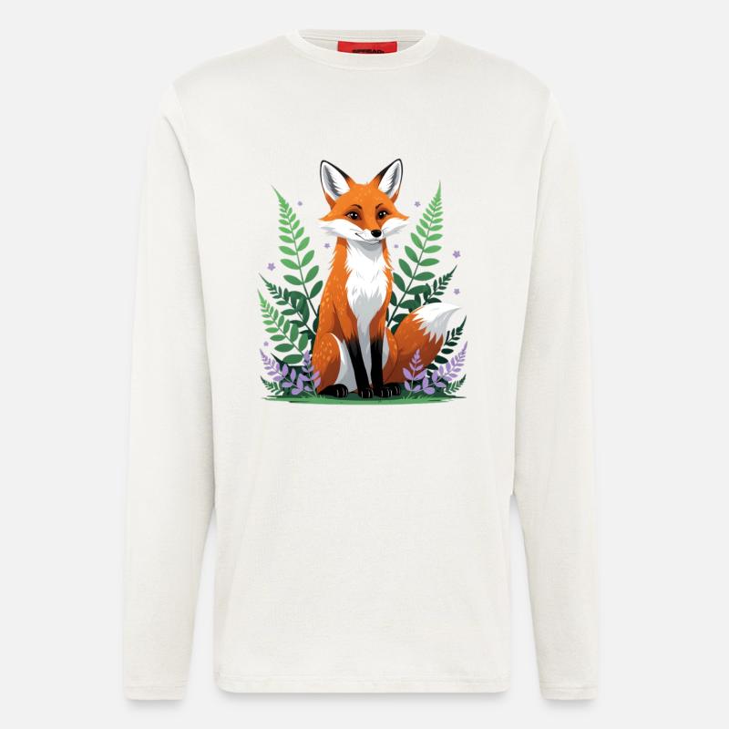Wald-Fuchs mit Blumen und Blättern - Langarmshirt - made by SPREAD  - OFF WHITE