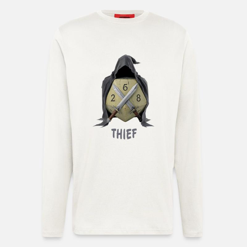 W20 mit Kapuze – Thief Fantasy Dice - Langarmshirt - made by SPREAD  - OFF WHITE