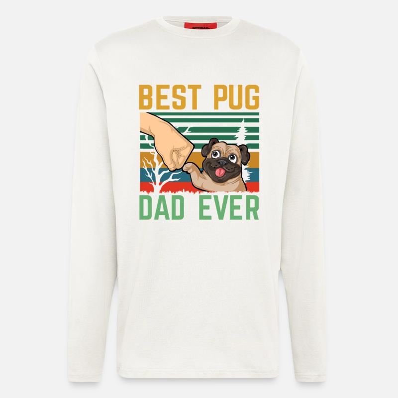 Bester Mops-Papa aller Zeiten - Langarmshirt - made by SPREAD  - OFF WHITE