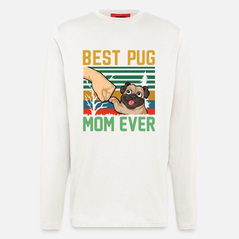 Beste Mopsmutter aller Zeiten Retro - Langarmshirt - made by SPREAD  - OFF WHITE