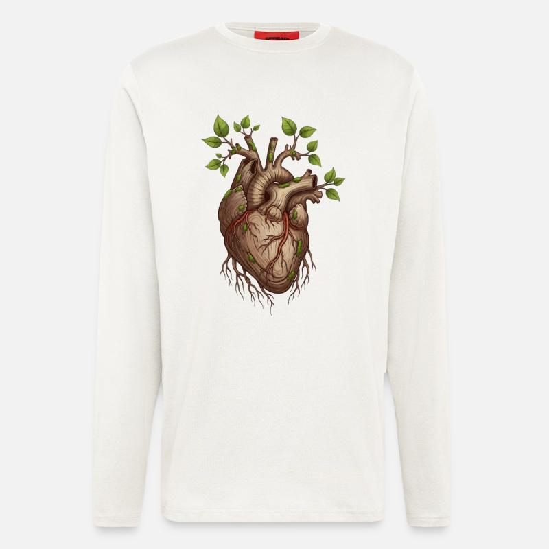 Lebendiges Baumherz - Langarmshirt - made by SPREAD  - OFF WHITE