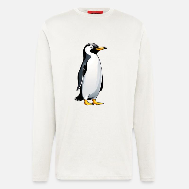 Illustration eines Pinguins mit freundlichem Blick - Langarmshirt - made by SPREAD - OFF WHITE