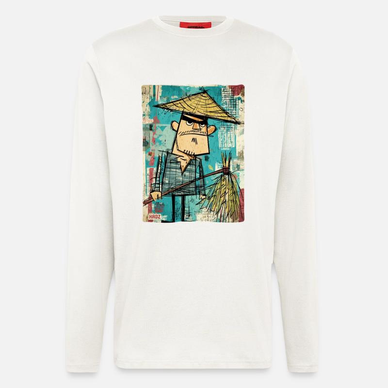 Graffiti Samurai with Broom - Longsleeve - made by SPREAD  - OFF WHITE