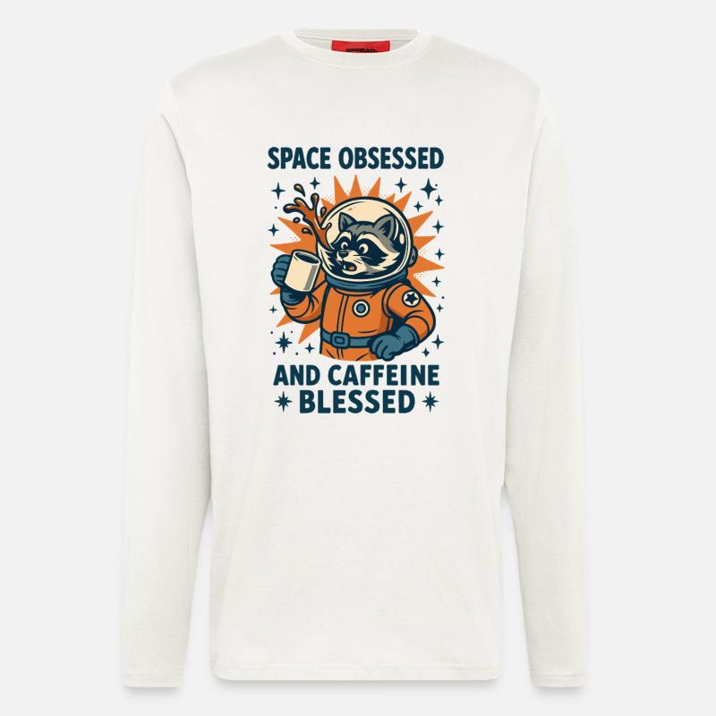 Space Obsessed And Caffeine Funny - Longsleeve - made by SPREAD  - OFF WHITE