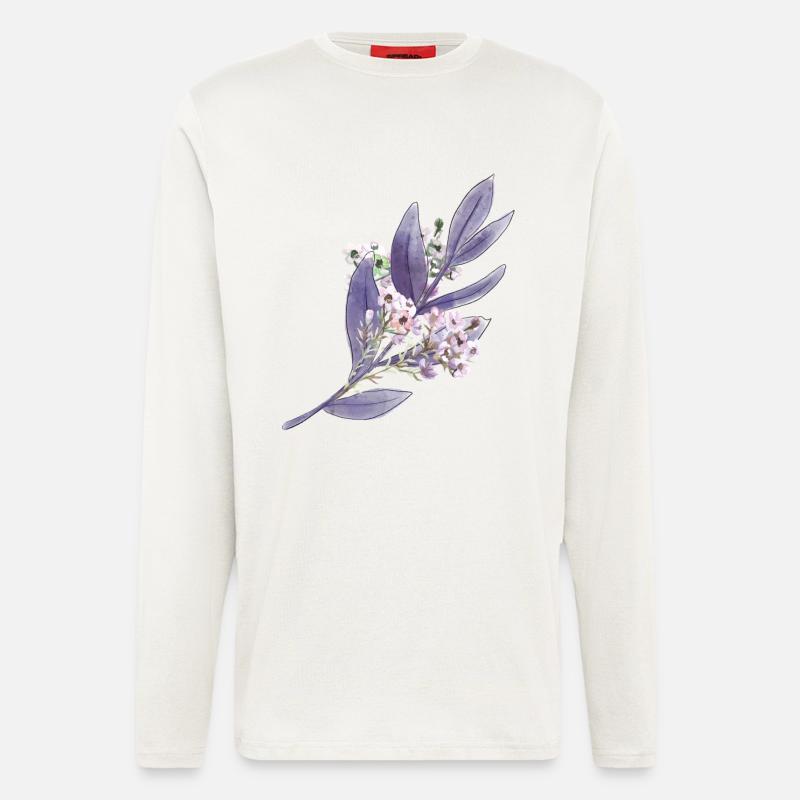 Lila Lavendel Blumenmuster - Langarmshirt - made by SPREAD  - OFF WHITE