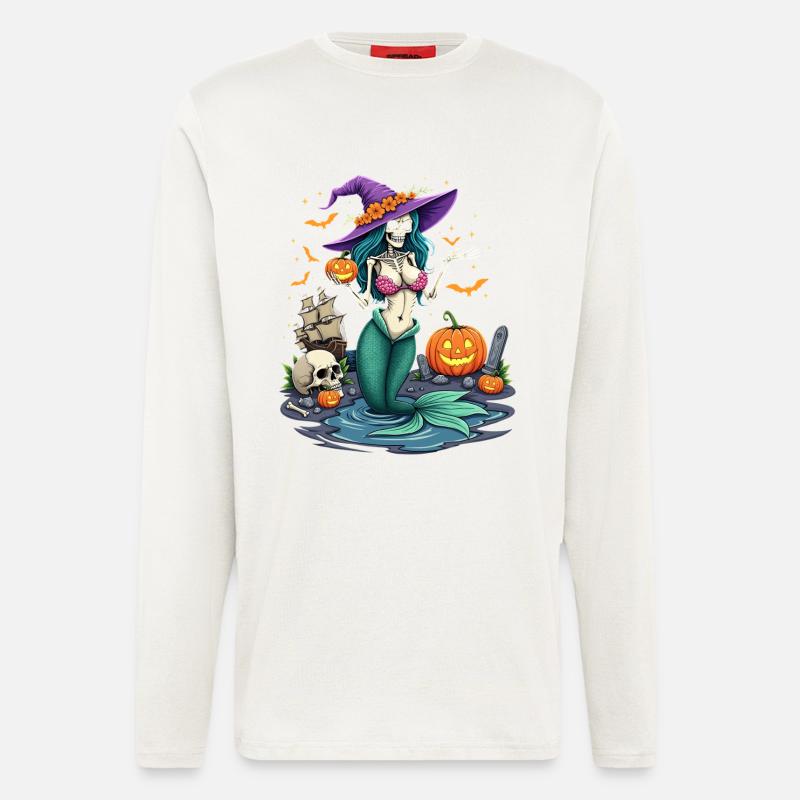 Witch Mermaid with Halloween Elements - Longsleeve - made by SPREAD  - OFF WHITE