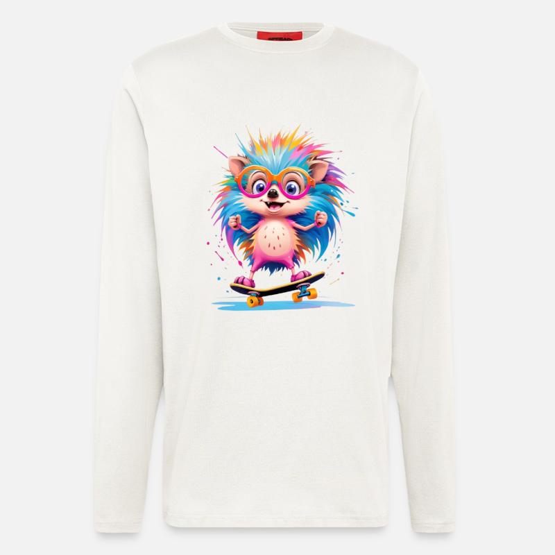Kunterbunter Skate Hedgehog - Langarmshirt - made by SPREAD  - OFF WHITE