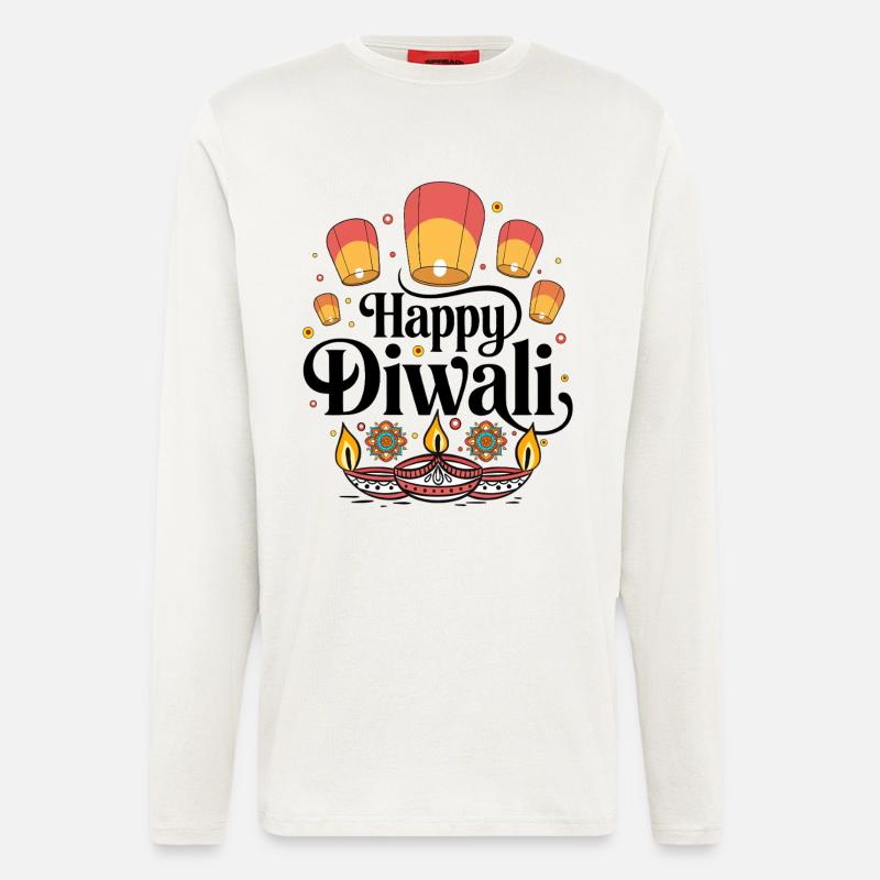 Diwali Lanterns and Diyas Patterns - Longsleeve - made by SPREAD  - OFF WHITE