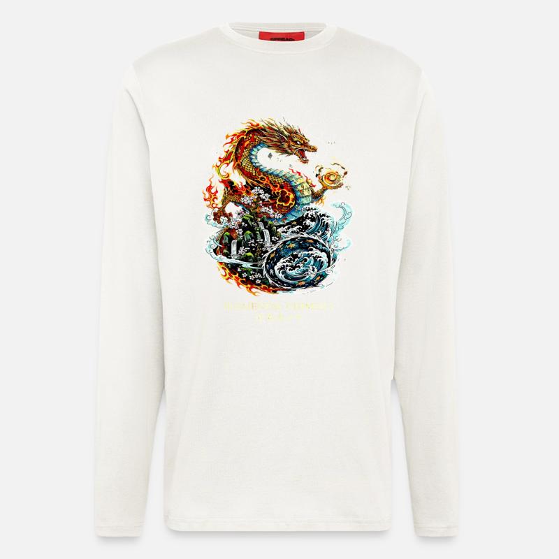 Elemental Chimera | Fire & Water Dragon - Longsleeve - made by SPREAD - OFF WHITE