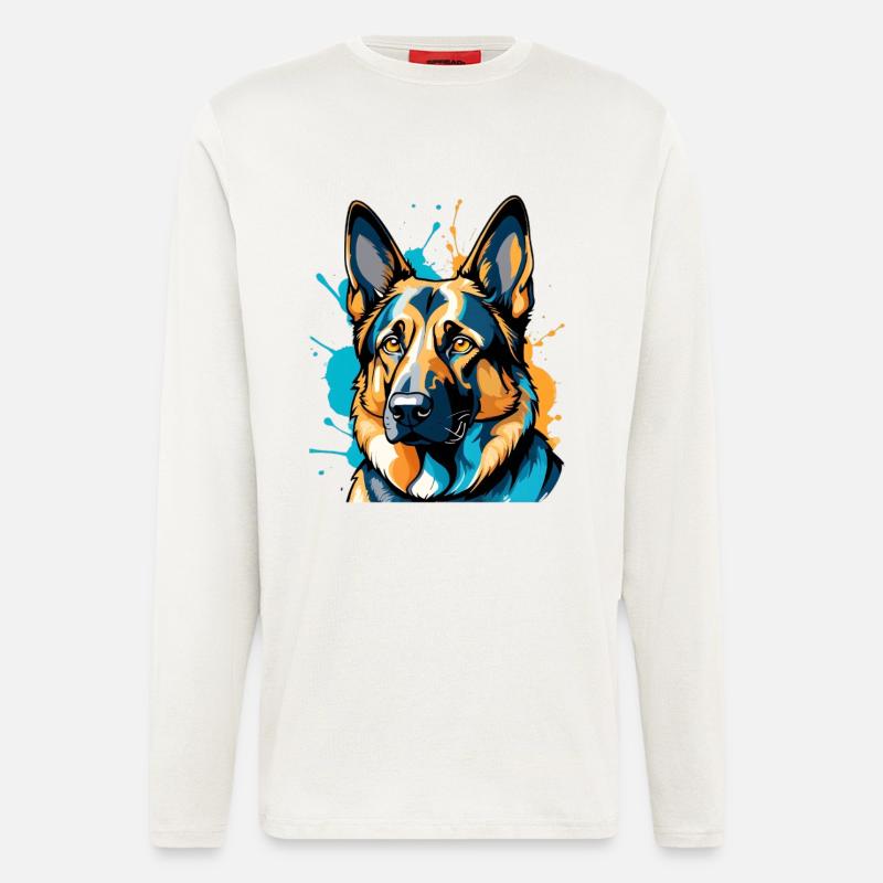 Lebendiger Schäferhund Farbexplosion - Langarmshirt - made by SPREAD  - OFF WHITE
