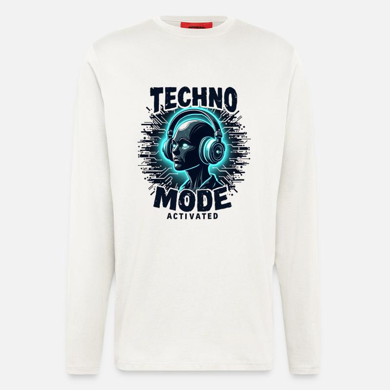Techno Mode Activated – Rave Musik - Langarmshirt - made by SPREAD  - OFF WHITE