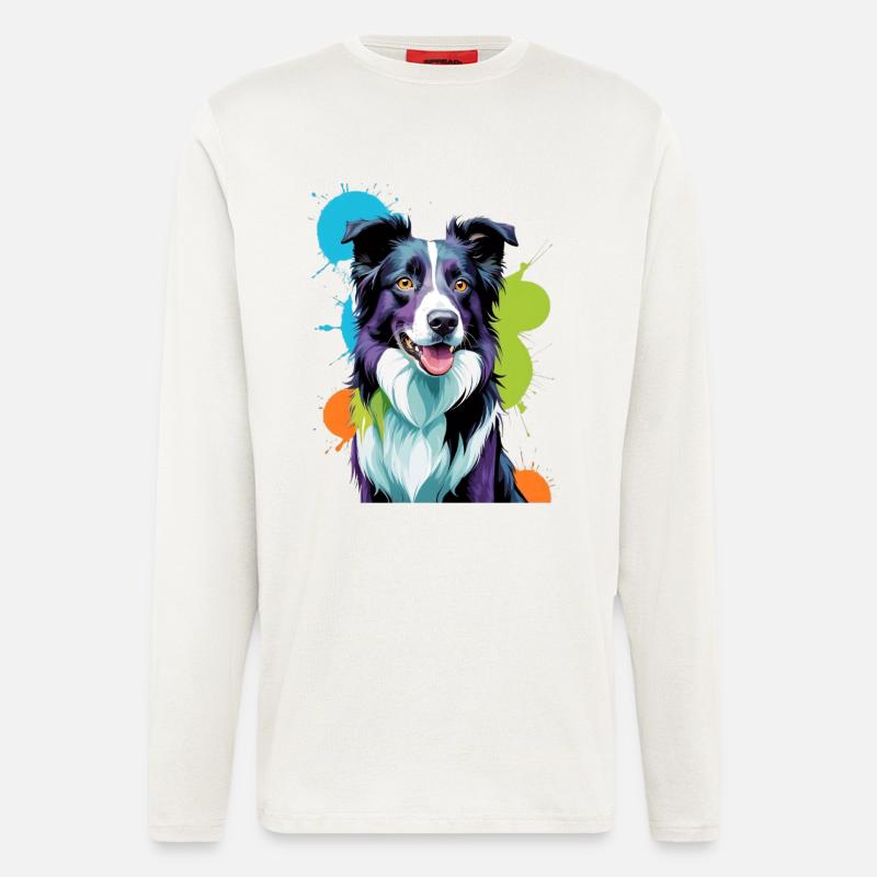 Buntgespritzter Border Collie - Langarmshirt - made by SPREAD  - OFF WHITE