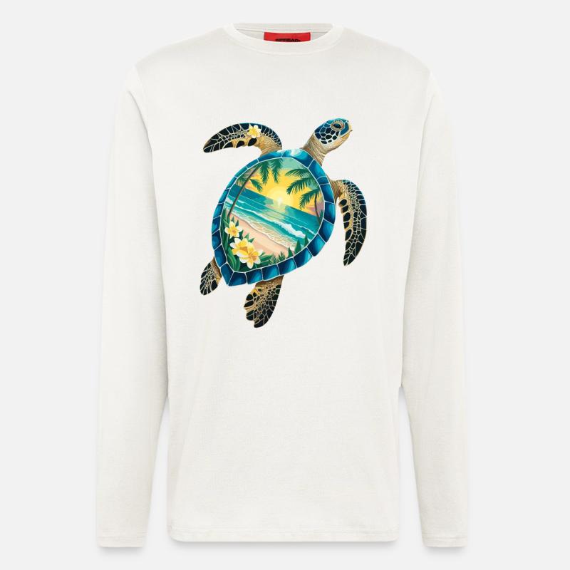 Turtle Waves Surf Turtle Surfer Turtles - Longsleeve - made by SPREAD - OFF WHITE