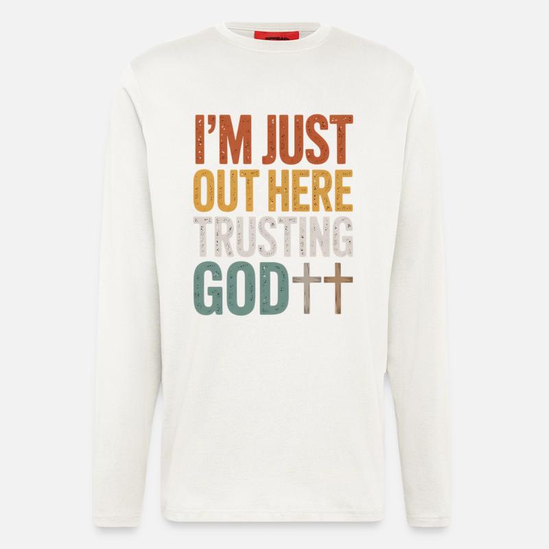 Ich vertraue hier auf Gott - Langarmshirt - made by SPREAD  - OFF WHITE