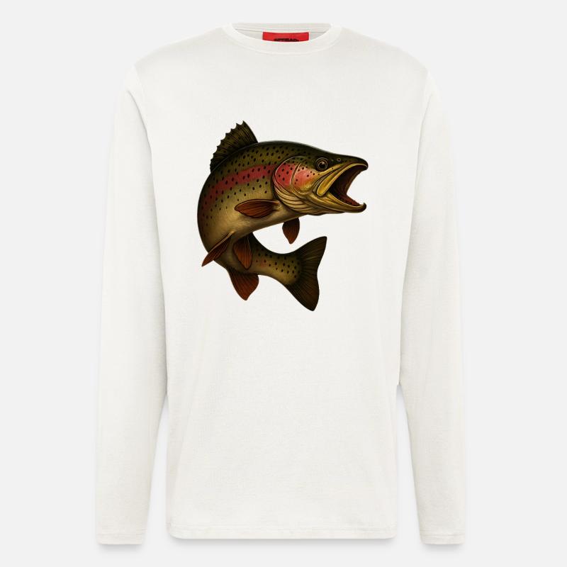 Faszinierende Regenbogenforelle Illustration - Langarmshirt - made by SPREAD  - OFF WHITE