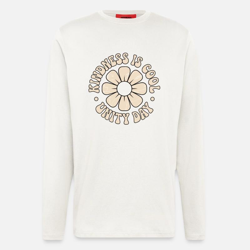 Freundlichkeit Einheit Blumen Postive Botschaft - Langarmshirt - made by SPREAD  - OFF WHITE