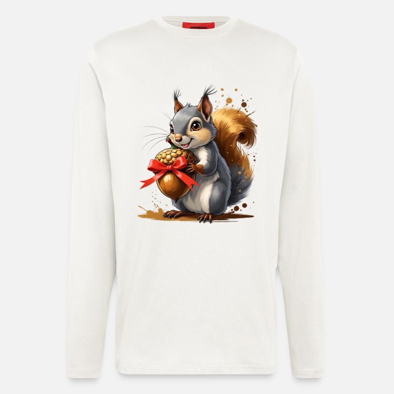 Eichhörnchen mit roter Eichel - Langarmshirt - made by SPREAD  - OFF WHITE