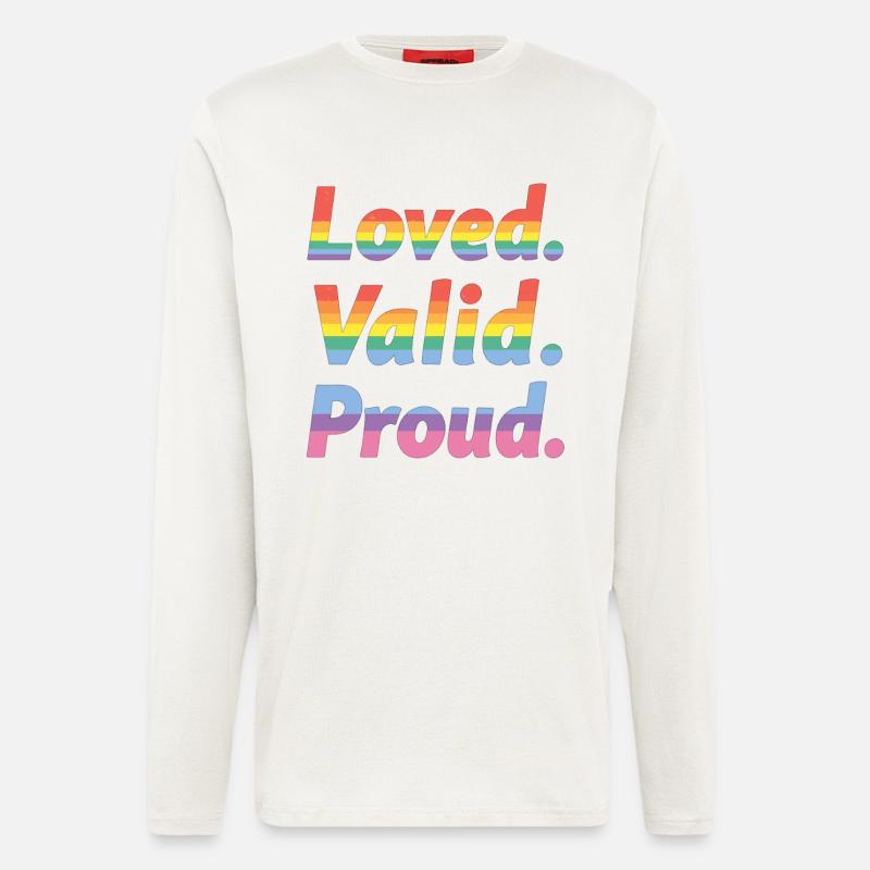 Loved Valid Proud – Pride Statement - Langarmshirt - made by SPREAD  - OFF WHITE
