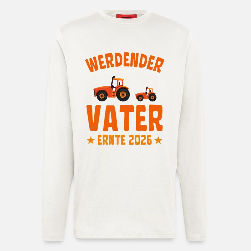 Werdender VATER Ernte 2026 Traktor - Langarmshirt - made by SPREAD - OFF WHITE