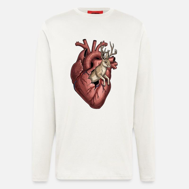 Herz Jackalope - Langarmshirt - made by SPREAD  - OFF WHITE