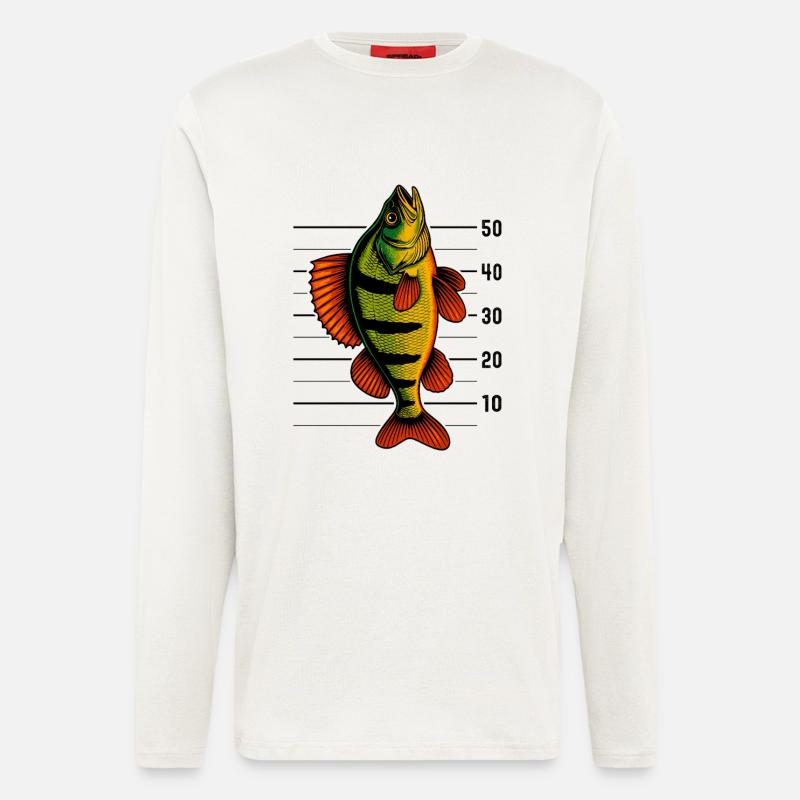 Barsch Flussbarsch Barschangeln Barsche Barsch - Langarmshirt - made by SPREAD  - OFF WHITE