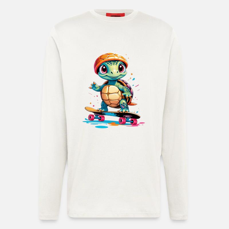 Turtle on skateboard - Longsleeve - made by SPREAD  - OFF WHITE