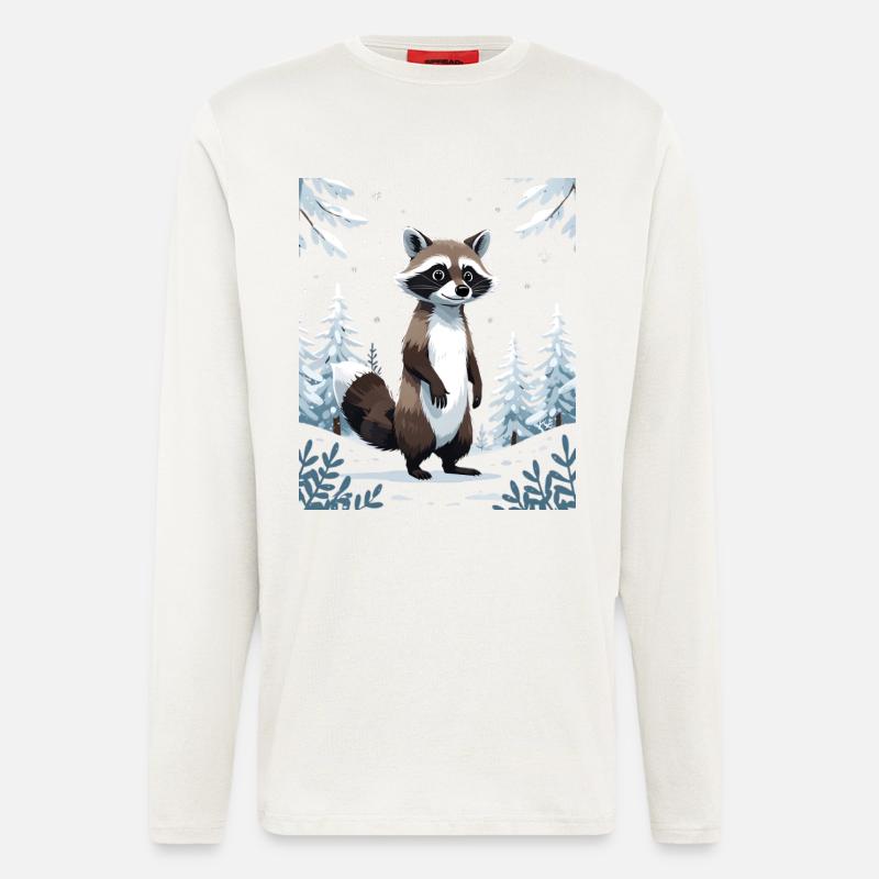 Winterlicher Waschbär im Wald - Langarmshirt - made by SPREAD  - OFF WHITE