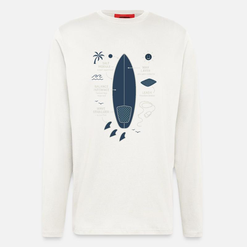 Surfboard Blueprint - Langarmshirt - made by SPREAD  - OFF WHITE