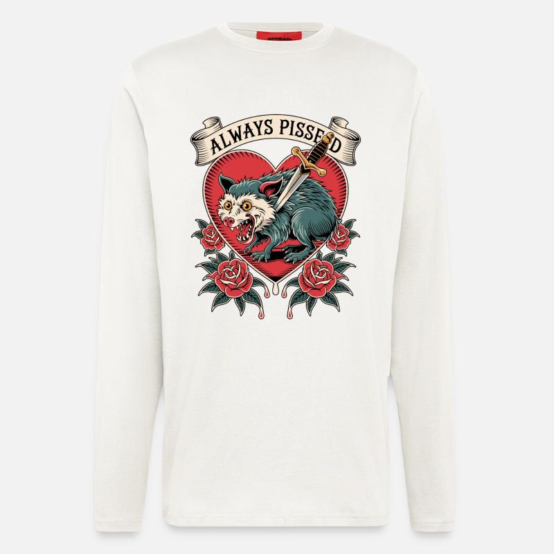 Wütender Wolf Herz Tattoo Stil - Langarmshirt - made by SPREAD  - OFF WHITE