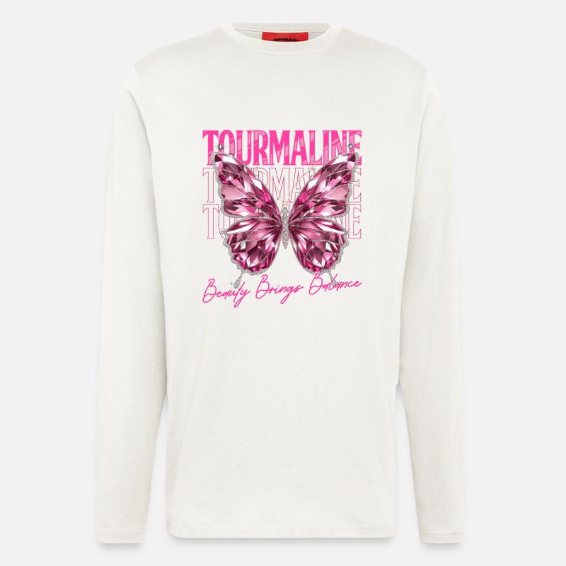Geburtsstein Turmalin Oktober - Langarmshirt - made by SPREAD  - OFF WHITE