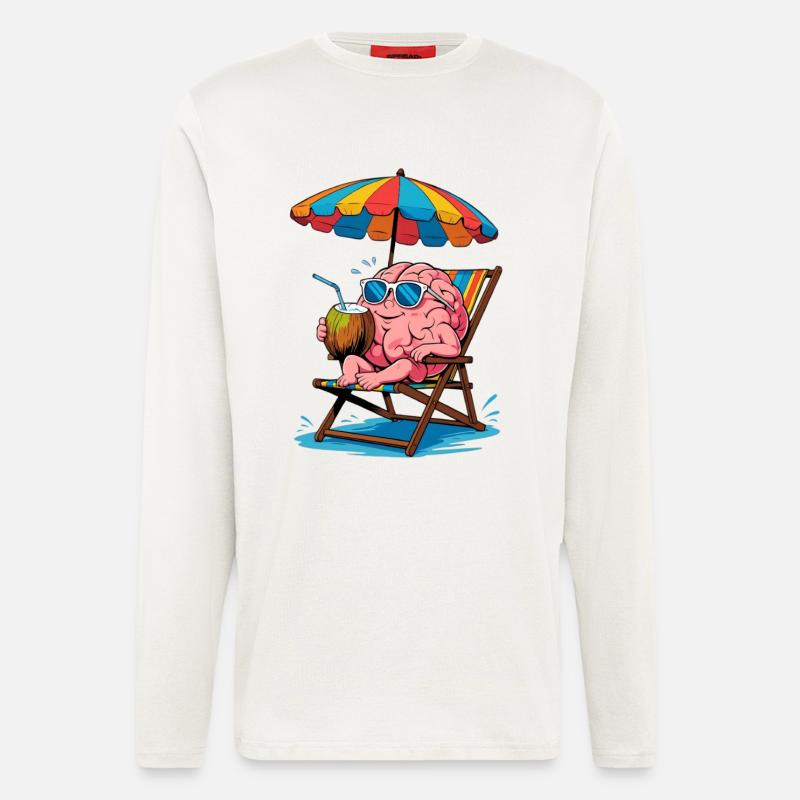 Brain on the beach with cocktail - Longsleeve - made by SPREAD  - OFF WHITE