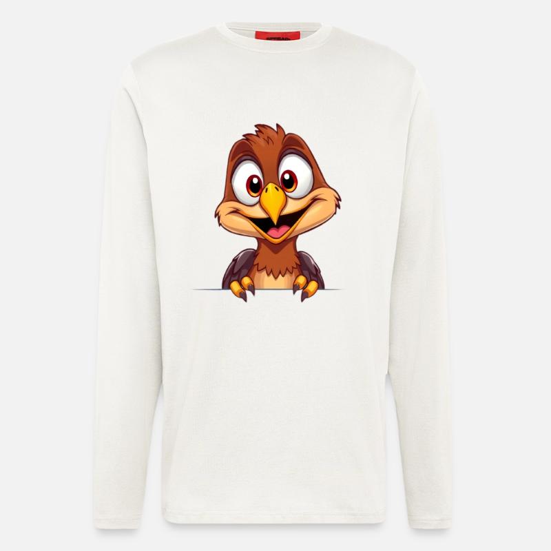 Fröhlicher Vogel-Mascot Cartoon - Langarmshirt - made by SPREAD  - OFF WHITE