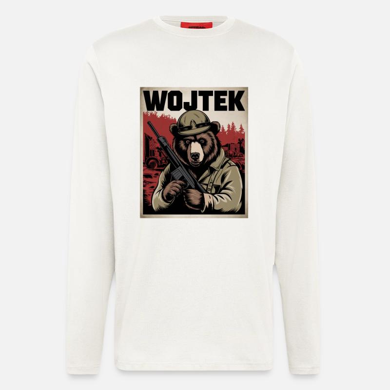 Wojtek Der Kriegsheld Bär - Langarmshirt - made by SPREAD  - OFF WHITE