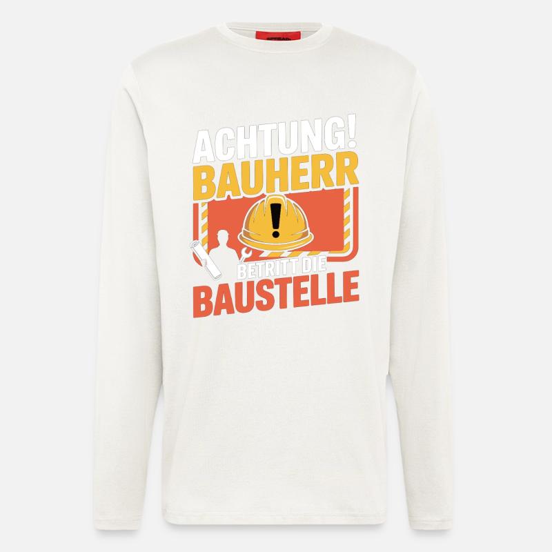 Attention: Builder enters the construction site - Longsleeve - made by SPREAD  - OFF WHITE