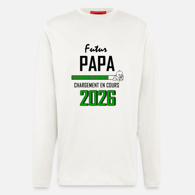 Futur PAPA Countdown 2026 Vert Bébé - Manches longues bio décontracté fabriqué en UE - OFF WHITE