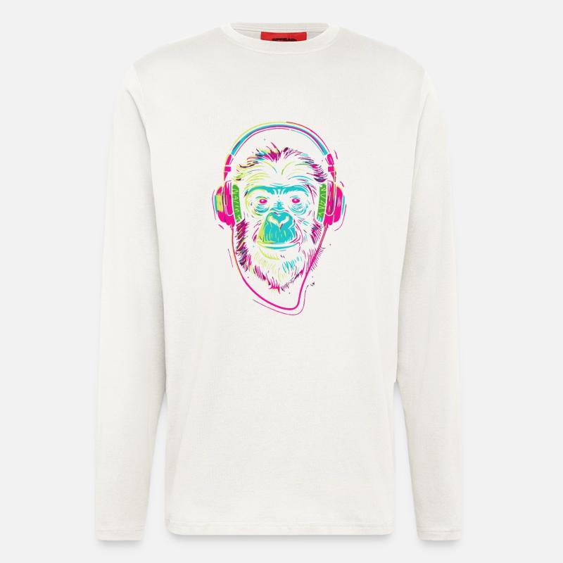 Neonaffe mit Kopfhörer - Langarmshirt - made by SPREAD  - OFF WHITE