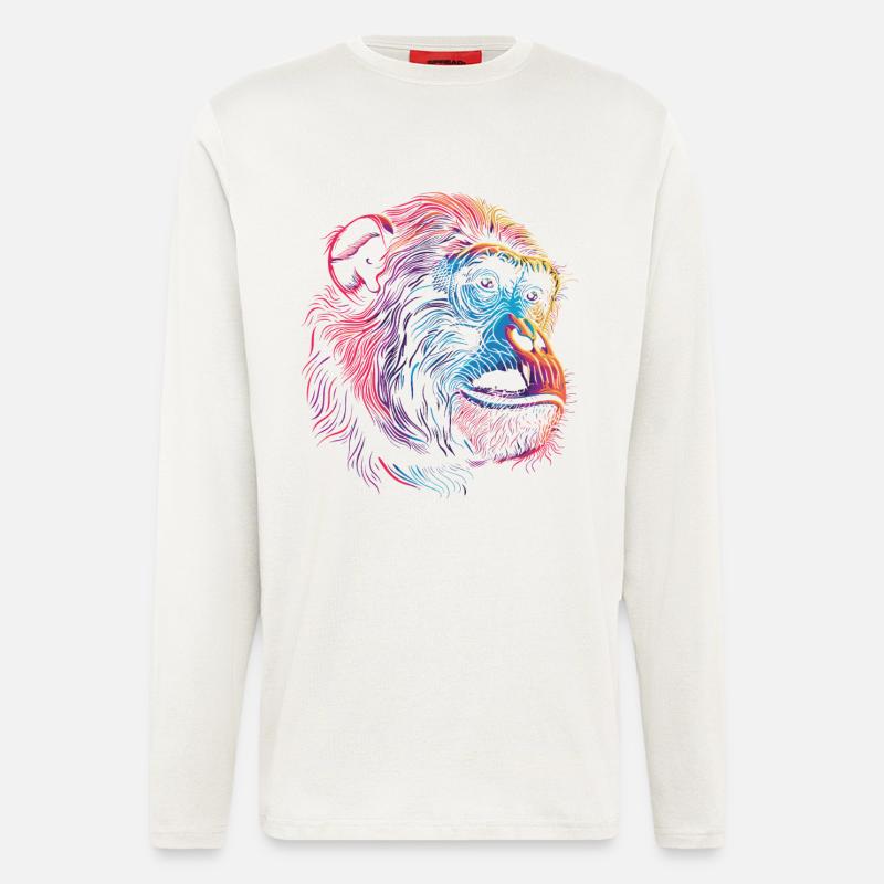 Neon Psychedelischer Affe - Langarmshirt - made by SPREAD  - OFF WHITE