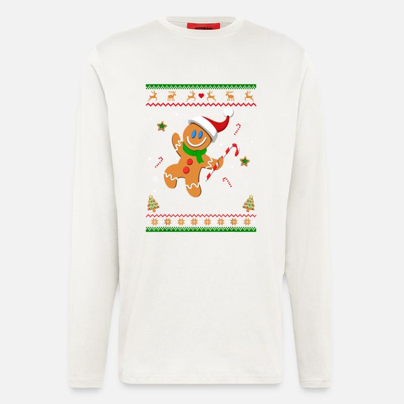 Hässliches Weihnachtspullover Lebkuchenmann Lustiges Geschenk - Langarmshirt - made by SPREAD  - OFF WHITE