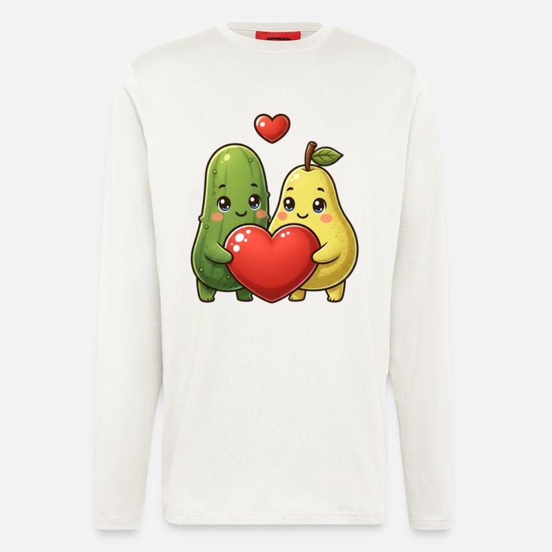 Herzen, Obst, Gurke, Birne - Langarmshirt - made by SPREAD  - OFF WHITE