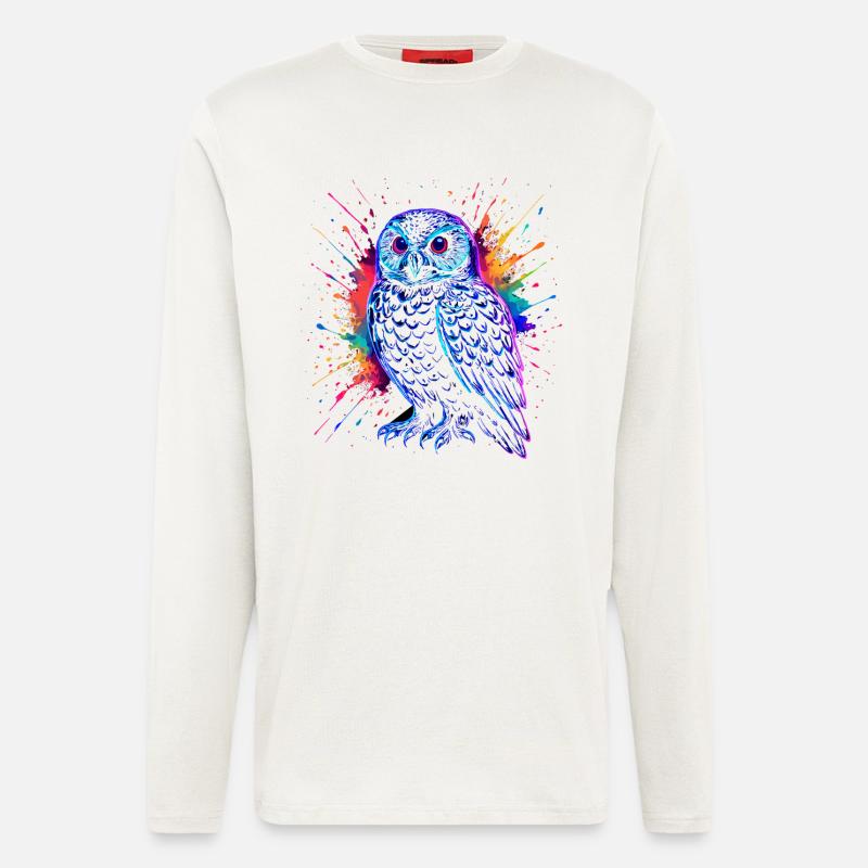 Neon Eule Farb-Splash Kunst Shirt - Langarmshirt - made by SPREAD  - OFF WHITE